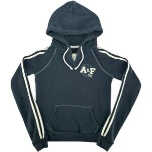 VTG y2k Women's Navy Blue Abercrombie & Fitch 92 Cropped Hoodie Sweatshirt Sz S